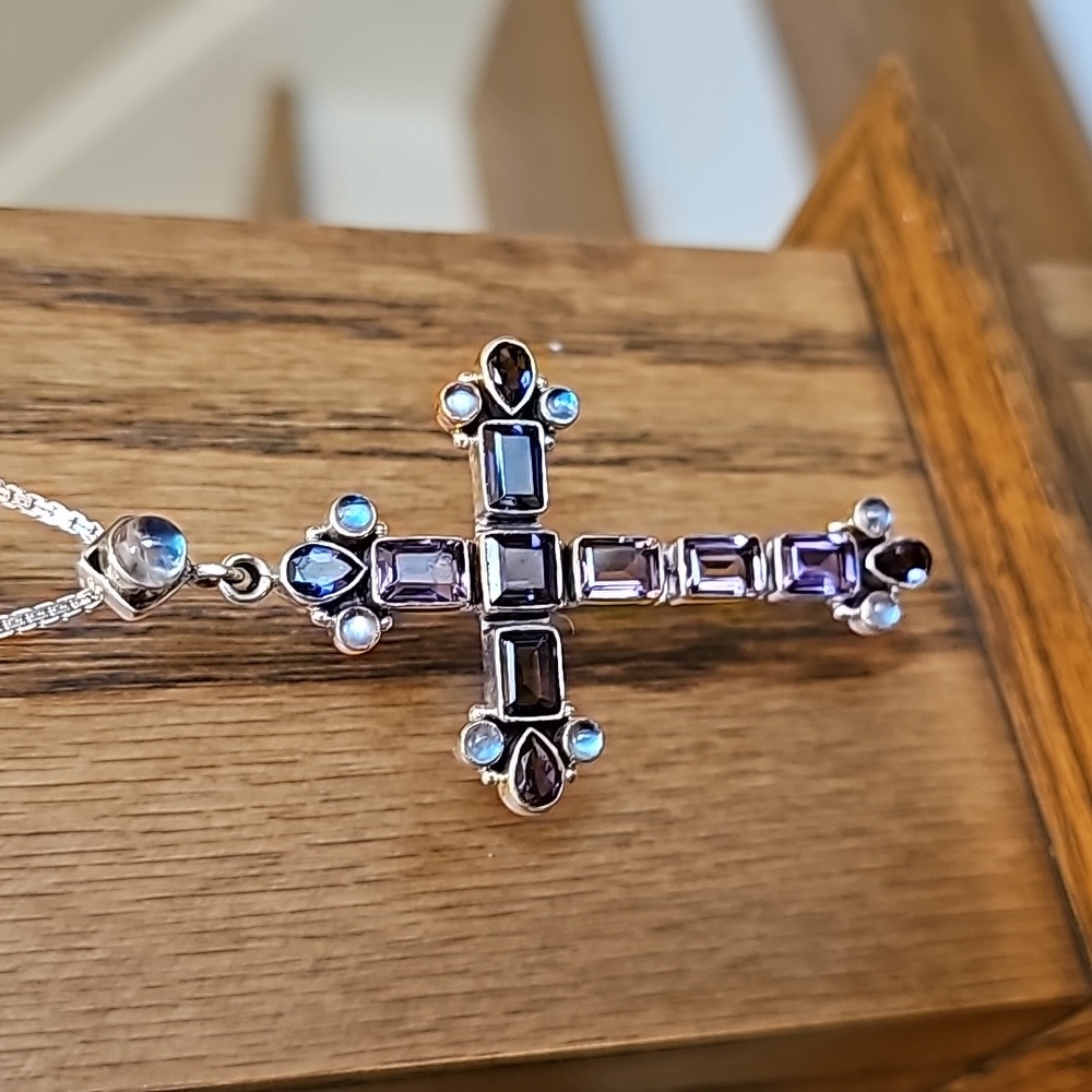 Nicky Butler Multi Gemstone Cross Necklace